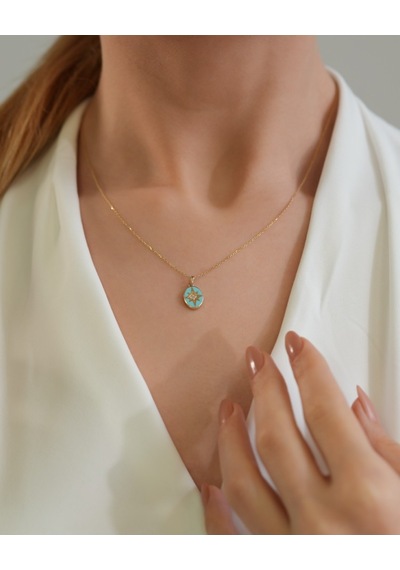 Debora Jewelry 14 Ayar Altın Mavi Mineli Kuzey Yıldızı Kolye