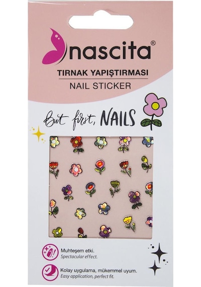 Çiçek Desenli Tırnak Stickerı - 31