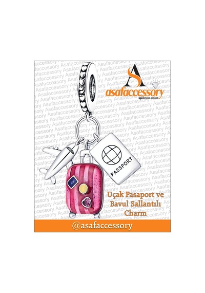 Kırmızı Bavul Uçak Pasaport Charm Asafaccessory