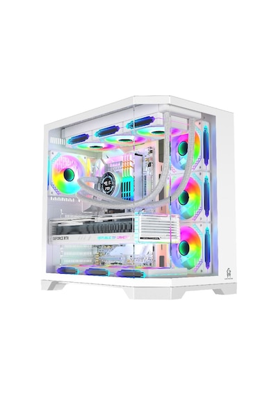 F-7 Edge 7x Argb Pwm Fan Beyaz Atx Akvaryum Gaming Kasa Oyuncu Kasası