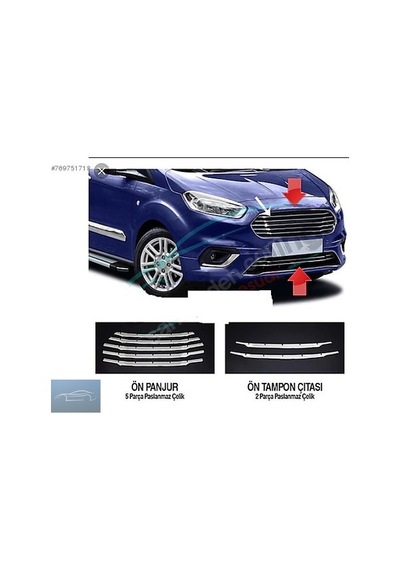 Ford Courier Ön Panjur Kromu Nikelaj 7 Parça 2018-2022