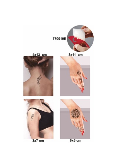 Enhavalı Çiçek Sepeti Geçici Dövme Kına Şablonu 5'li