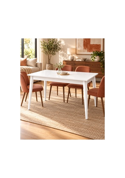 Beyaz Yemek Masası 110x70 Cm 4 Kişilik Dikdörtgen Mutfak Masası Modern Salon Kapalı Balkon Masası Kolay Kurulum Beyaz - 938878965 Beyaz
