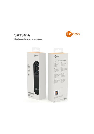 Lecoo SPT9614 Kablosuz 2.4 Ghz Dual Mod Uzaktan Mouse Kontrollü Sunum Kumandası Siyah
