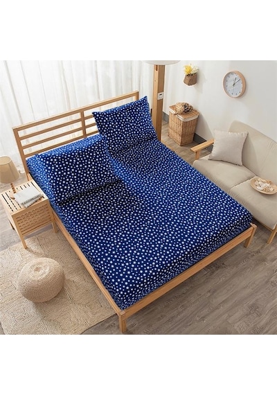 Tek Kişilik Ranforce Pamuk Kumaş Fitted Lastikli Çarşaf Seti 100x200 Lacivert