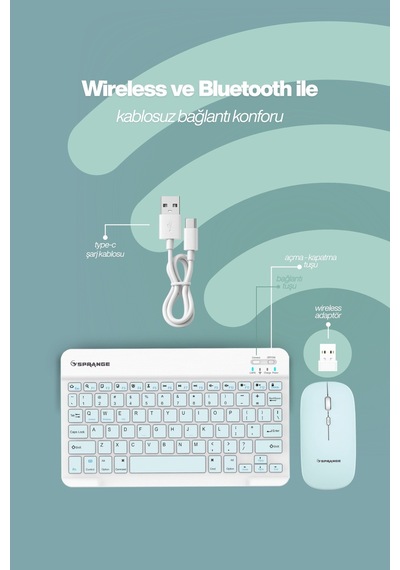 Tablet Ve Telefonlar İçin Bluetooth - Wireless Klavye Ve Mouse Set - Siyah Diğer Tablet Ve Telefonlar İçin Bluetooth - Wireless Klavye Ve Mouse Set - Siyah Diğer
