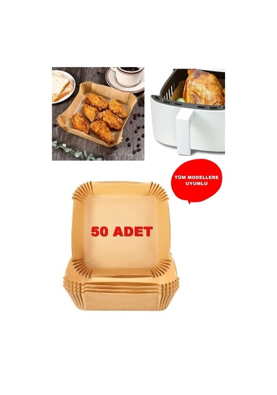 Xl / Xxl Airfryer Pişirme Kağıdı 50li Yağlı Kağıt Kraft Kare