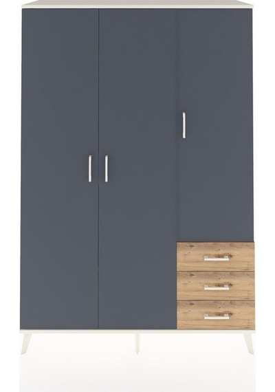 Hyperion Dolap 6 Raflı 3 Çekmeceli Tek Askılı 132x44x195 Aytaşı-antrasit/çam Antrasıt/atlas Çam Hyperion Dolap 6 Raflı 3 Çekmeceli Tek Askılı 132x44x195 Aytaşı-antrasit/çam Antrasıt/atlas Çam