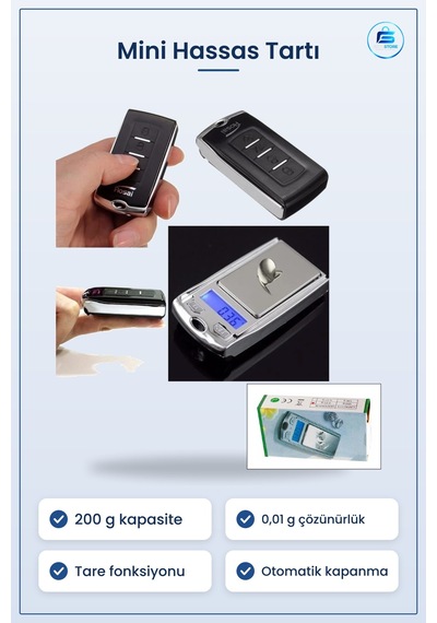 Mini Hassas Tartı 200 G X 0,01 Dijital Cep Terazisi Altın Takı Ve