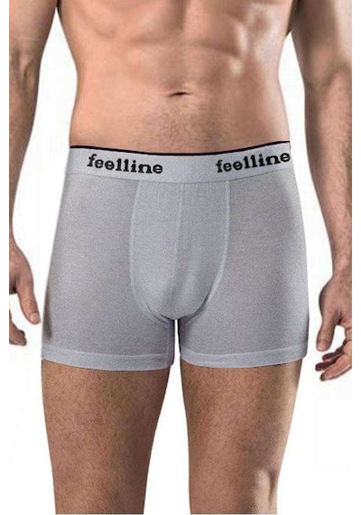 3 Adet Feelline Gri Pamuklu Doğal Likralı Erkek Boxer Beden: M Standart