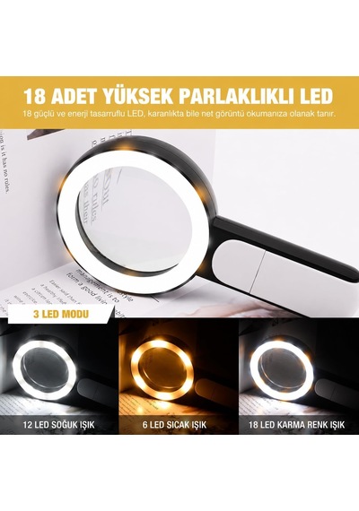 Tr Mg-2280 30x Profesyonel Led Işıklı El Tipi Büyüteç