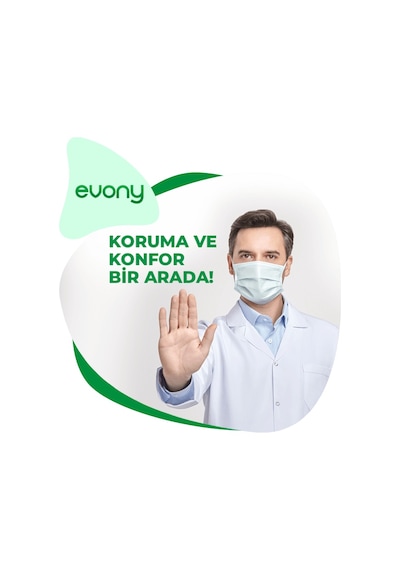 Evony Yumuşak Elastik Kulaklı Cerrahi Maske 50 Adet Yeşil