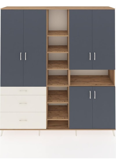 Hyperion Dolap 13 Raflı 3 Çekmeceli 6 Kapaklı 220x44x243 Çam-antrasit/aytaşı Çok Renkli Hyperion Dolap 13 Raflı 3 Çekmeceli 6 Kapaklı 220x44x243 Çam-antrasit/aytaşı Çok Renkli