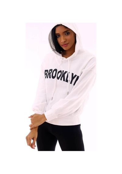 Gugus Unisex Basic Kapüşonlu Sweatshirt Beyaaz