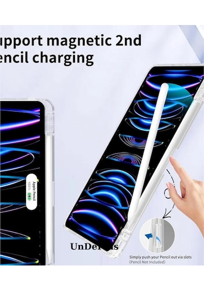 Apple Uyumlu iPad Pro 12.9 3./4./5./6. Nesil Kılıf Kalem Bölmeli Akrilik Şeffaf Ayrılabilir Case 2018-2022 Kılıf