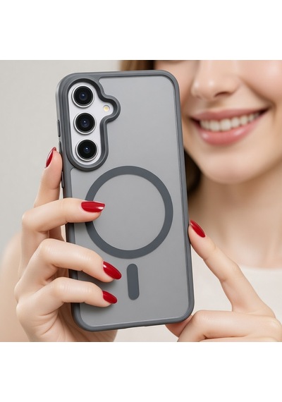 Samsung Uyumlu Galaxy S26 Plus Kılıf Kablosuz Şarj Mat Arka Yüzey Sio Kapak Telefon Kılıfı Gri