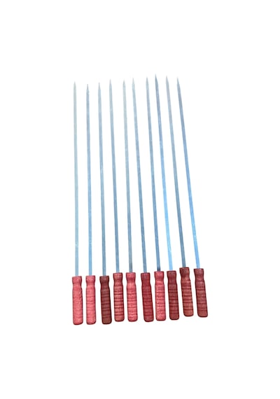 Mobilreyon- 10 Adet Ahşap Saplı Tavuk Kanat Şişi-kuşbaşı Sebze Domates Şiş-boy 55 Cm-en-7mm