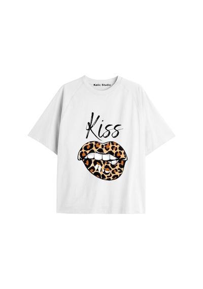 Kalic Studio Y2k Vintage Leopar Baskılı Siyah T-shirt Kod 106 Beyaz-106