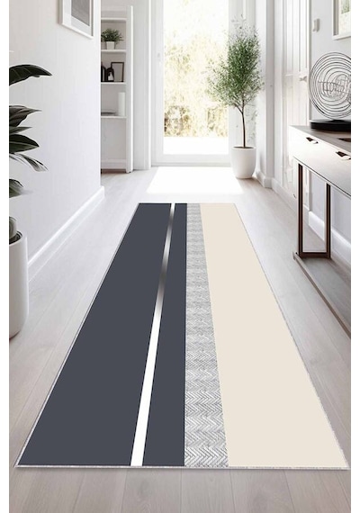 Antrasit Silver Kaymaz Modern Kesme Rulo Yolluk Halı Vh010n11