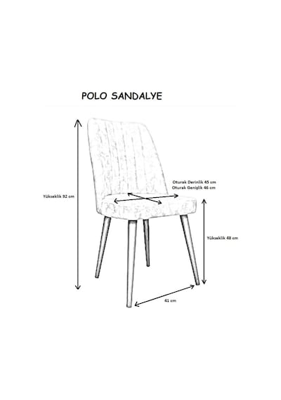 Polo Sandalye - Jerika Krem - Ahşap Ceviz Ayak 2 Adet - Salon Sandalyesi / Mutfak Sandalyesi Krem