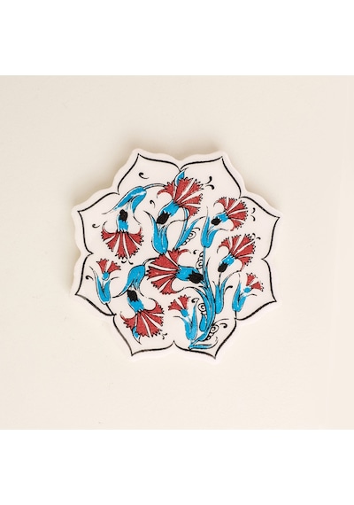 Yıldız Bardak Altlğı - Mavi / Kırmızı - 11 Cm Çok Renkli