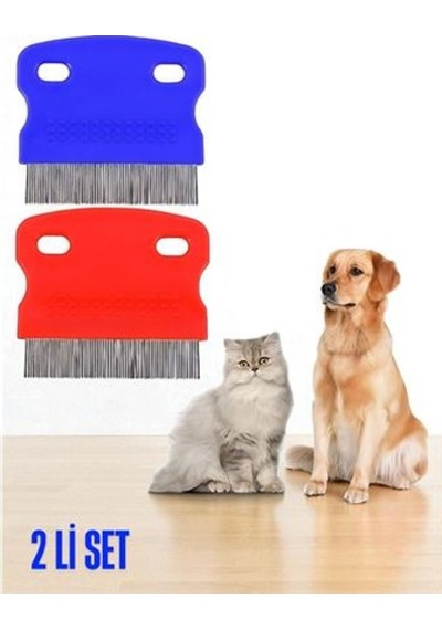 Kedi Köpek Bit Pire Tarağı Metal Uçlu Bit Tarağı 2 Adet Set