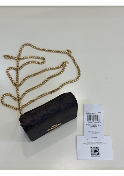 Coach Mini Wallet On A Chain Zincir Askılı Kadın Çanta Acı Kahverengi