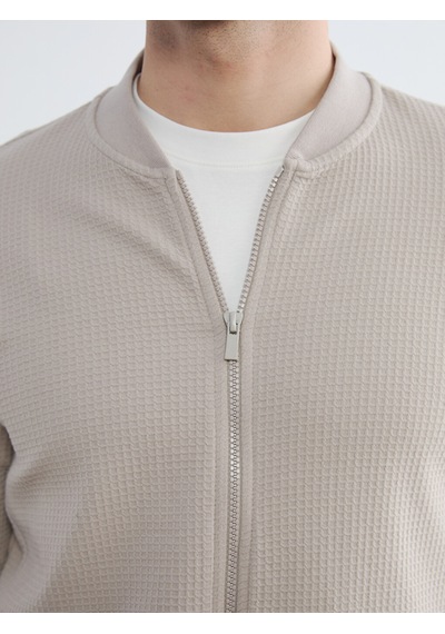 Lc Waikiki Lc Waıkıkı Bej Kolej Yaka Erkek Fermuarlı Sweatshirt