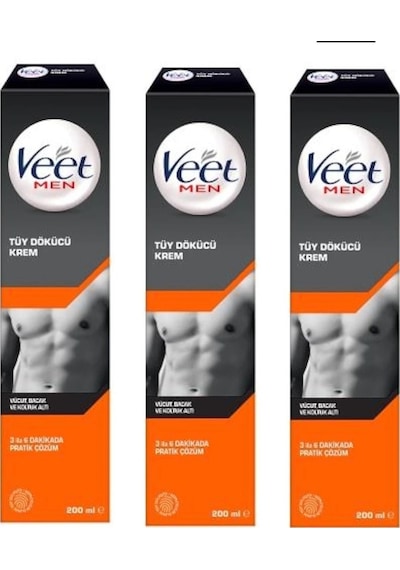 Veet Men Tüy Dökücü Krem 200 ml Erkeklere Özel / 3 Adet