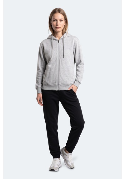 Slazenger Kıron I Kadın Kapüşonlu Gri Sweatshırt