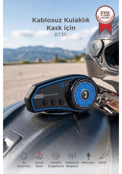 İtercom Motorsiklet Bluetooth Kask İnterkom Kulaklık Bt35 Siyah Yol Arkadaşı Ses Ünitesi