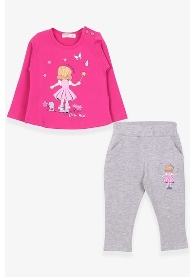 Breeze Kız Çocuk Taytlı Takım Prenses Kız Baskılı 1-4 Yaş, Pembe
