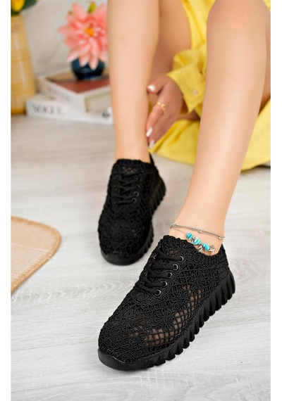 Aymood Örgü Desenli Sneakers C Siyah Tekstil Siyah