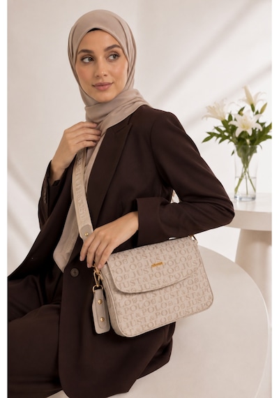 Just Polo Yeni Sezon Kolon Askılı 4 Bölmeli Kadın Çantası 25x15cm Bej