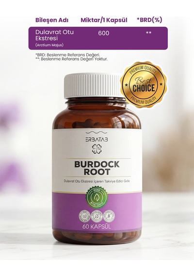 Erbatab Dulavrat Otu Burdock Root Ekstresi 60 Kapsül