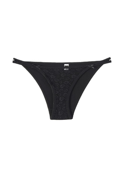 Tutku 12' Li Kadın Çift Biyeli Önü Tüllü Bikini Külot Siyah