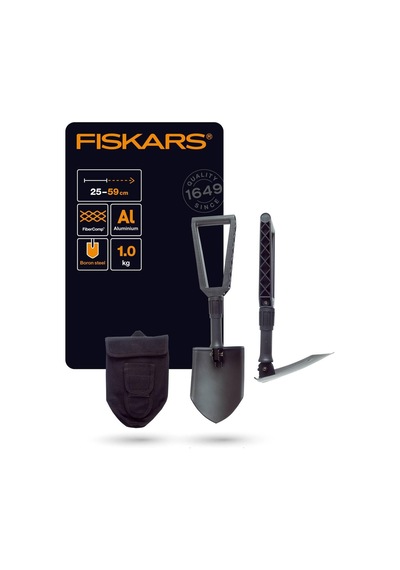 Fiskars Katlanır Kürek, Kampçılar Ve Dağcılar İçin, Kürek Ve Çapa Olarak Da Kullanılabilir, Kanvas Çantalı, Uzunluk Açık Halde : 59 Cm, Sertleştirilmiş Bor Çeliği, Siyah, 1000621