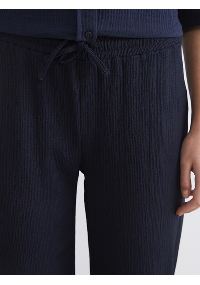 Lcw Comfort Lacivert Beli Lastikli Dokulu Kadın Pantolon