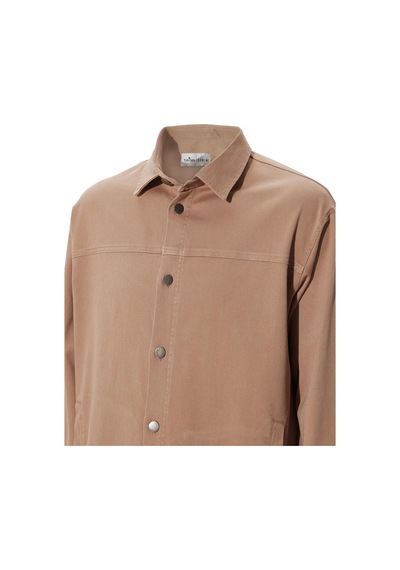 Tudors Erkek Relax Fit Rahat Kesim Gabardin Likralı Yandan Cepli Taş Ceket Gömlek-32835 Taş