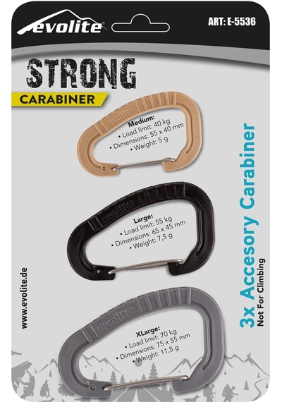 Evolite Strong 3'Lü Karabina Seti - Gri Siyah Bej Çok Renkli