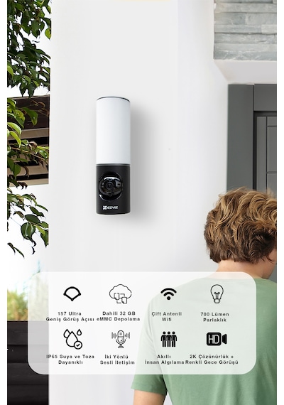 Lc3 Duvar Tipi Güvenlik Kamerası Full Hd, Led Işıklı, İki Yönlü Ses Fynix Teknoloji