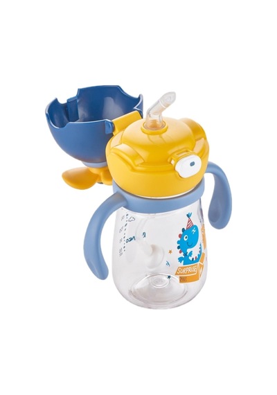 Rovco Dönebilen Pervaneli Akıllı Pipet Bebek +6 Ay Tritan Su Matarası 220 Ml Mavi