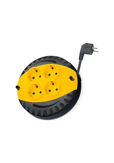 Sgs Saklı Kablolu Makaralı Uzatma Kablosu Siyah Cca 3x1.5 - 4 Priz - 5 Mt. 5 m
