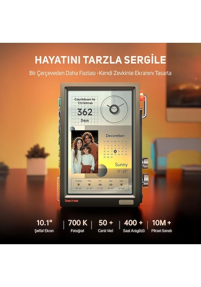 Ayrex Divoom Times Frame-10.1 İnç Dijital Resim Çerçevesi Şeffaf Ips Akıllı Linux Os Rgbled Döner Düğme Wifi 64 Diğer
