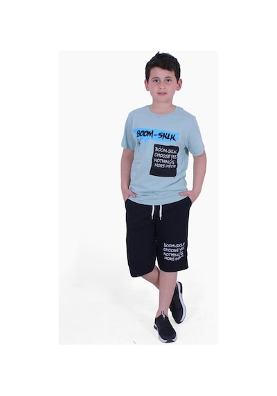 Fyk Kids Boom Sklk Yazı Baskılı Erkek Çocuk Alt-üst Kapri Takım Çok Renkli