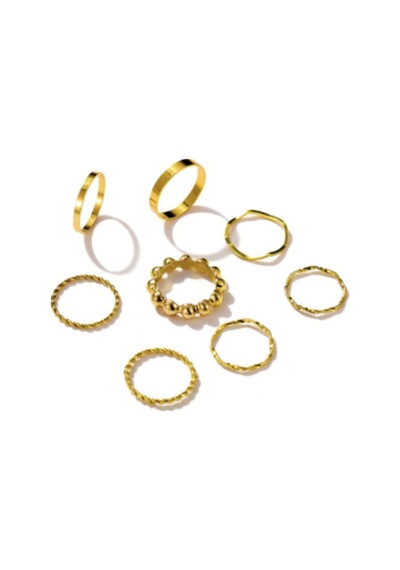 Girift Vintage Chic Gold 8 Adet Halka Yüzük Seti Altın