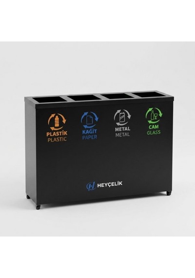 4 Lü Sıfır Atık Kutusu Geri Dönüşüm Ünitesi Gd-504 Metal Atık Ayrıştırma Sistemi Hey Çelik