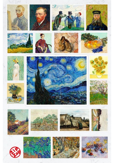 Van Gogh Sticker Paketi 20 Adet Çok Renkli