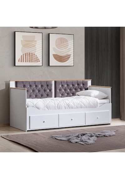 Alaçatı Divan Çekmeceli Açılır Çift Kişilik Karyola+soft Yatak