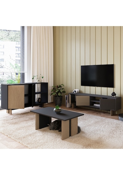 İnarch Dizayn Ravello Oturma Odası Set Modern Konsol, Tv Sehpası Ve Orta Sehpa Üçlü Takım Antrasit İnarch Dizayn Ravello Oturma Odası Set Modern Konsol, Tv Sehpası Ve Orta Sehpa Üçlü Takım Antrasit